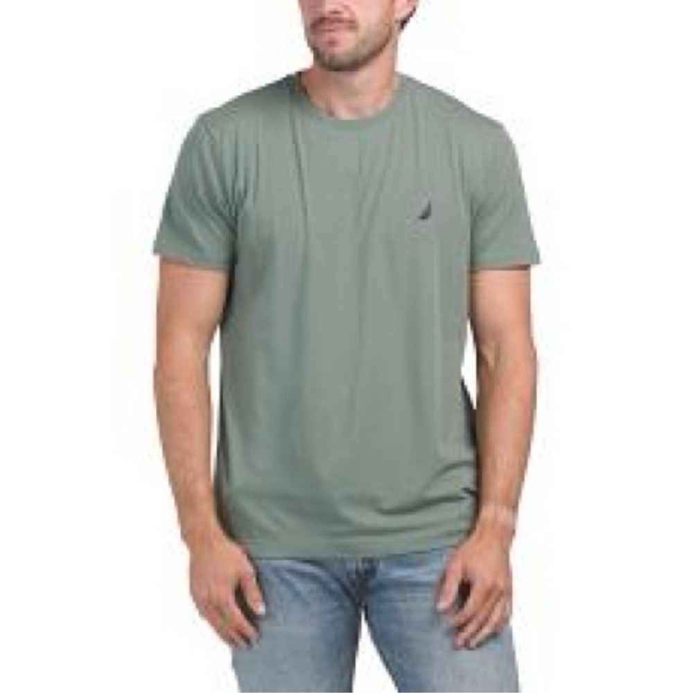 Nautica Sleepwear Men's Cotton Lounge T-Shirt Sage Green Size Large